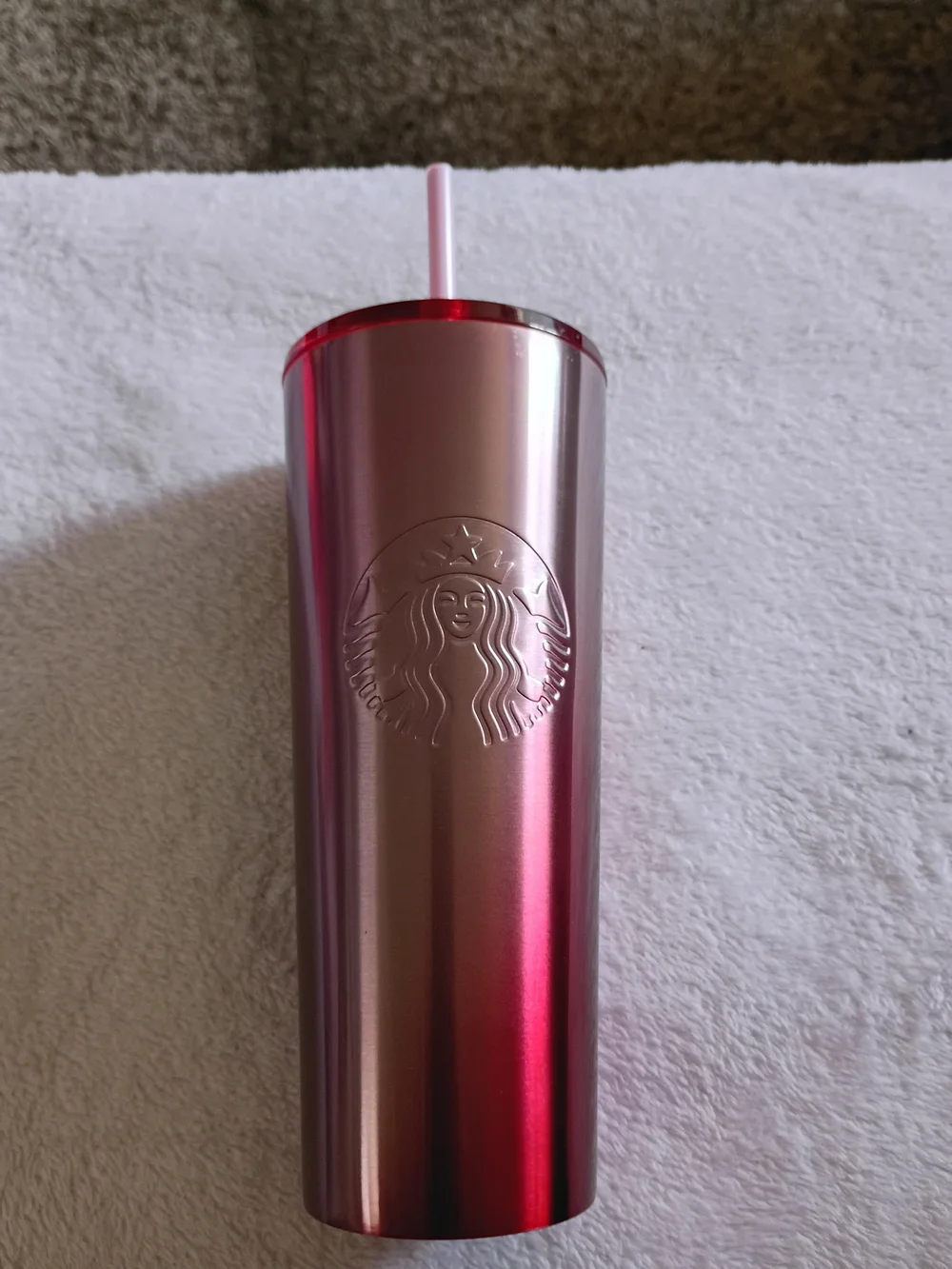 Starbucks Ombre Metallic Pink Tumbler with Straw
